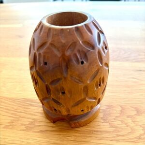 Vintage MCM 5” Wood Pineapple Toothpick Holder